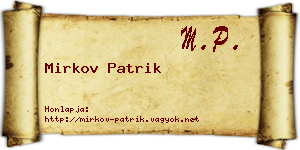 Mirkov Patrik névjegykártya